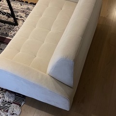 2人がけソファ ホワイト ファブリックの画像