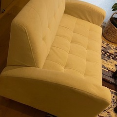 2人がけソファ ホワイト ファブリックの画像