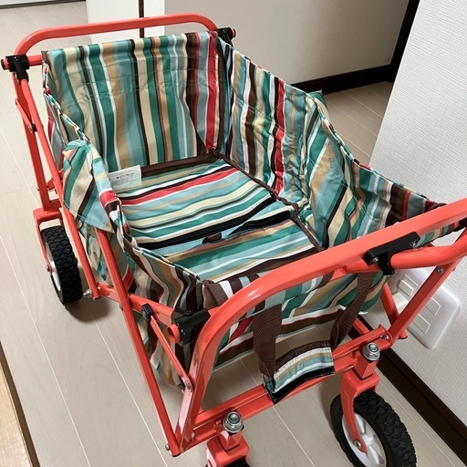 ロゴス　キャリーワゴン　キャンプカート　ストライプ柄　LOGOS キャンピングカート