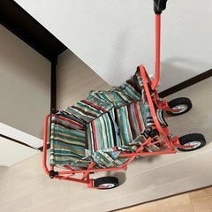 ロゴス　キャリーワゴン　キャンプカート　ストライプ柄　LOGOS キャンピングカートの画像