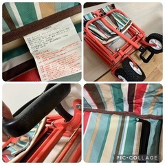 ロゴス　キャリーワゴン　キャンプカート　ストライプ柄　LOGOS キャンピングカートの画像