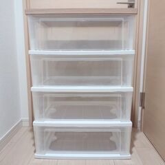 4段ワイドチェス《ほぼ新品》 アイリスオーヤマウッドトップチェスト フレンチオーク木天板 日本製 組み立て済 サイズ : 幅54.5 × 奥行き39.1 ×高さ78cmの画像