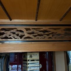 配達可!!欄間　松、鶴　2枚セット 木彫 彫刻 和室 床の間 らんま 昭和 リフォーム　古民家の画像