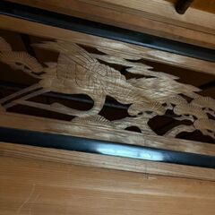 配達可!!欄間　松、鶴　2枚セット 木彫 彫刻 和室 床の間 らんま 昭和 リフォーム　古民家の画像