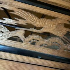 配達可!!欄間　松、鶴　2枚セット 木彫 彫刻 和室 床の間 らんま 昭和 リフォーム　古民家の画像