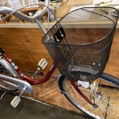 【BRIDGESTONE前後タイヤ・チューブ新品！】シングルギア　24インチ自転車　ワインレッドの画像