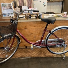 【BRIDGESTONE前後タイヤ・チューブ新品！】シングルギア　24インチ自転車　ワインレッドの画像