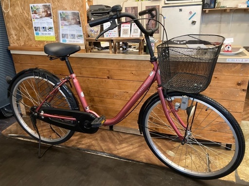 【後輪チューブ新品！】シングルギア　24インチ自転車　ペールピンク