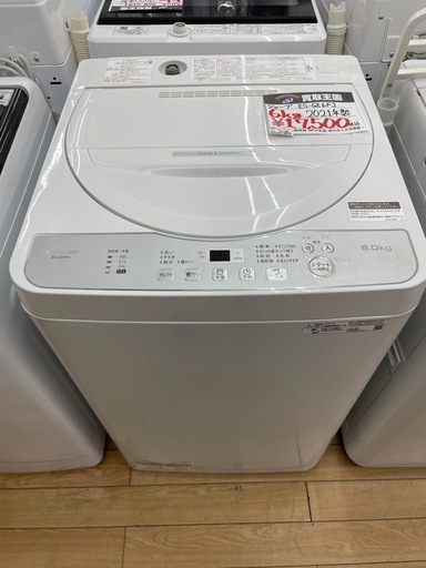 SHARP ES-GE6FJ 2021年製 
6kg 洗濯機