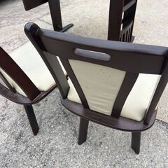 m263　2人用伸縮式ダイニングテーブル＆椅子2脚セットの画像