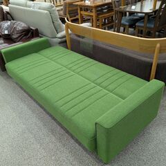 【未使用展示品】カリモク スリーピングソファ ソファーベッド 3人掛けソファ 3シーター ：グリーンの画像