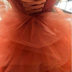 テラコッタカラードレス　YNS WEDDING オレンジグリッター/パニエ付きの画像