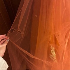 テラコッタカラードレス　YNS WEDDING オレンジグリッター/パニエ付きの画像