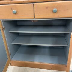 【ジャングルジャングル滋賀草津店】ジモティ来店特価‼ 食器棚 ナチュラル×ブルー J-251131の画像