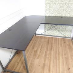 LOWYA L字デスク 足元フリー設計 スチール脚 コード穴の画像