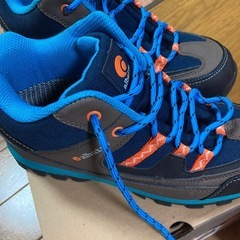 albatre トレッキングシューズ 25cm 青/グレー/オレンジ　登山靴の画像