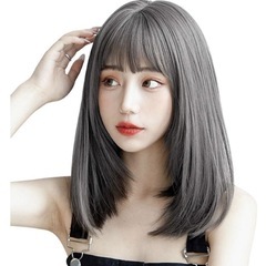 ❤️ウィッグ ❤️ セミロング フルウィッグ ミディアム シルバ...
