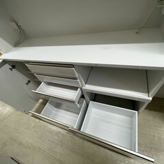 【ジャングルジャングル滋賀草津店】ジモティ来店特価‼ 食器棚 マナベインテリア ホワイト J-251133の画像