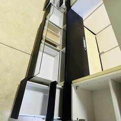 テレビ台 茶　ホワイト ガラスの画像