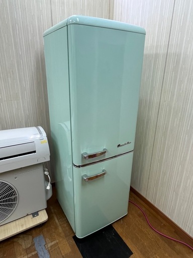 #37 オシャレなレトロデザイン!! 大きめ2ドア A-stage 2022年 198L GLE-198L02GR グランドライン 冷凍冷蔵庫