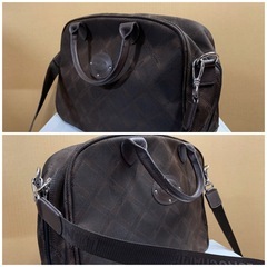 ★ヴィンテージ★ LONGCHAMP ロンシャン モノグラム 総柄 ハンドバッグ トートバッグ ブラウン 約幅40cm×高さ25cmの画像