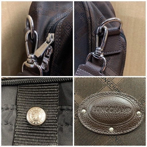 ★ヴィンテージ★ LONGCHAMP ロンシャン モノグラム 総柄 ハンドバッグ トートバッグ ブラウン 約幅40cm×高さ25cm