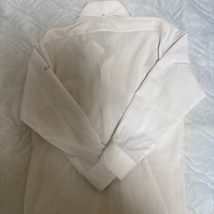 ホワイト ボタンダウン 長袖ワイシャツ無地の画像