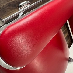 タカラベルモント 理容椅子 赤 ビンテージ 昇降可 美品 業務用 バーバーチェアの画像