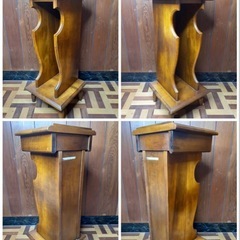 ⭐︎早い者勝ち⭐︎★希少★ カリモク Karimoku コロニアル ブランド 花台 電話台 アンティーク調 飾り台 木製※アンティーク風でオシャレです！の画像