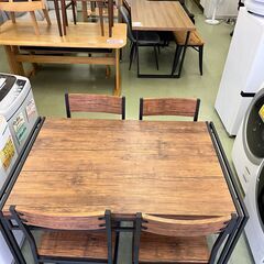 【リサイクルショップ ピカソ 小松原】🍖🍷インダストリアルデザイン✨ダイニング4点セット（テーブル＋チェア4脚）🍷🍖★7559★の画像