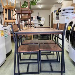 【リサイクルショップ ピカソ 小松原】🍖🍷インダストリアルデザイン✨ダイニング4点セット（テーブル＋チェア4脚）🍷🍖★7559★の画像