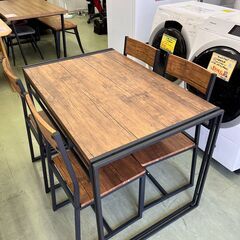 【リサイクルショップ ピカソ 小松原】🍖🍷インダストリアルデザイン✨ダイニング4点セット（テーブル＋チェア4脚）🍷🍖★7559★の画像