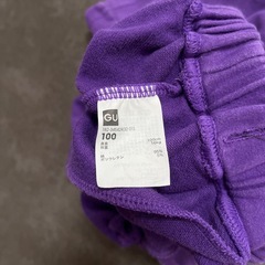 GU 無地紫色ハーフパンツ100cmの画像