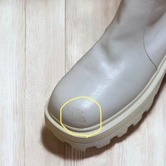 厚底 オフホワイト ミドルブーツ L 24cmの画像