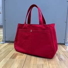 【ハンドメイド】帆布トートバッグ  レッド×モカ1105新品未使用の画像