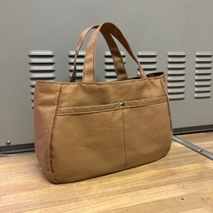 【ハンドメイド】帆布トートバッグ カフェオレ×モカ1105新品未使用の画像