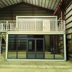 施工事例、2階建てプレハブ住宅　 二重強化ガラスウォールタイプで、屋上テラス付きの画像