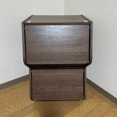 アイリスオーヤマ 木製収納ボックス 2段スタックタイプ（ミッドブラウン）おしゃれ 棚・シェルフの画像
