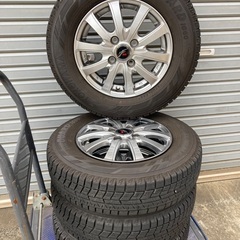 No.148 スタットレスタイヤ155/80R13 4H PCD100 アルミホイール付4本セットの画像