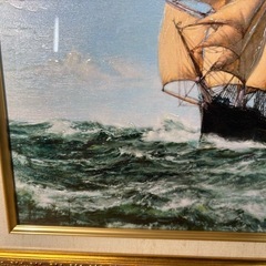 ◆絵画◆帆船◆額サイズ58.5cmx48.5cm◆船◆インテリア◆アンティーク◆アート◆レトロ◆美術品◆額縁の画像