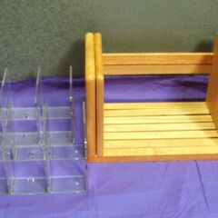 伸縮　ブックスタンド 木製　仕切付き　美品の画像