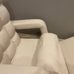 WEIMALL 座椅子 リクライニング 肘掛け付き 14段階 ハイバック ファブリック 折りたたみ コンパクト 高齢者 1人掛け 日本製ギア クッション付き 通常タイプ・アイボリー FGC005IVの画像