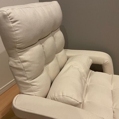 WEIMALL 座椅子 リクライニング 肘掛け付き 14段階 ハイバック ファブリック 折りたたみ コンパクト 高齢者 1人掛け 日本製ギア クッション付き 通常タイプ・アイボリー FGC005IVの画像