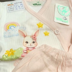 【新品】海外製品　ベビー服6点セット たぶん70〜80cm？/うさぎ　レトロの画像