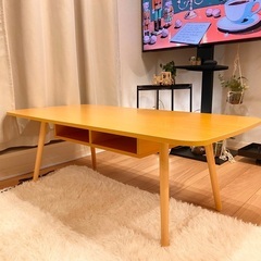 【ほぼ未使用】大きめ 食卓 収納付き ローテーブル センターテーブル の画像