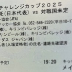 11/14 サッカー日本代表チケット1枚の画像