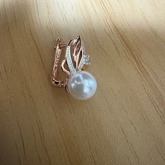パールドロップイヤリング585 ローズゴールドシルバーカラーの画像