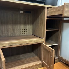 佐藤産業 Cerise レンジ台 カップボード 食器棚 ブラウン　キッチン家電収納 キッチンカウンター カウンターレンジボードの画像