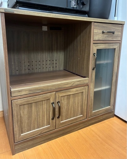 佐藤産業 Cerise レンジ台 カップボード 食器棚 ブラウン　キッチン家電収納 キッチンカウンター カウンターレンジボード