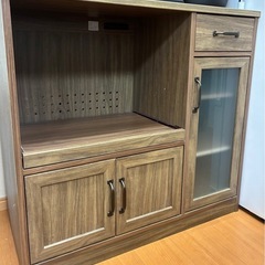 佐藤産業 Cerise レンジ台 カップボード 食器棚 ブラウン　キッチン家電収納 キッチンカウンター カウンターレンジボードの画像